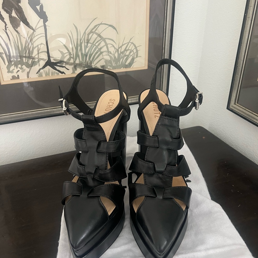 SCHUTZ Black Chunky Platform Sandals - Picture 3 of 7